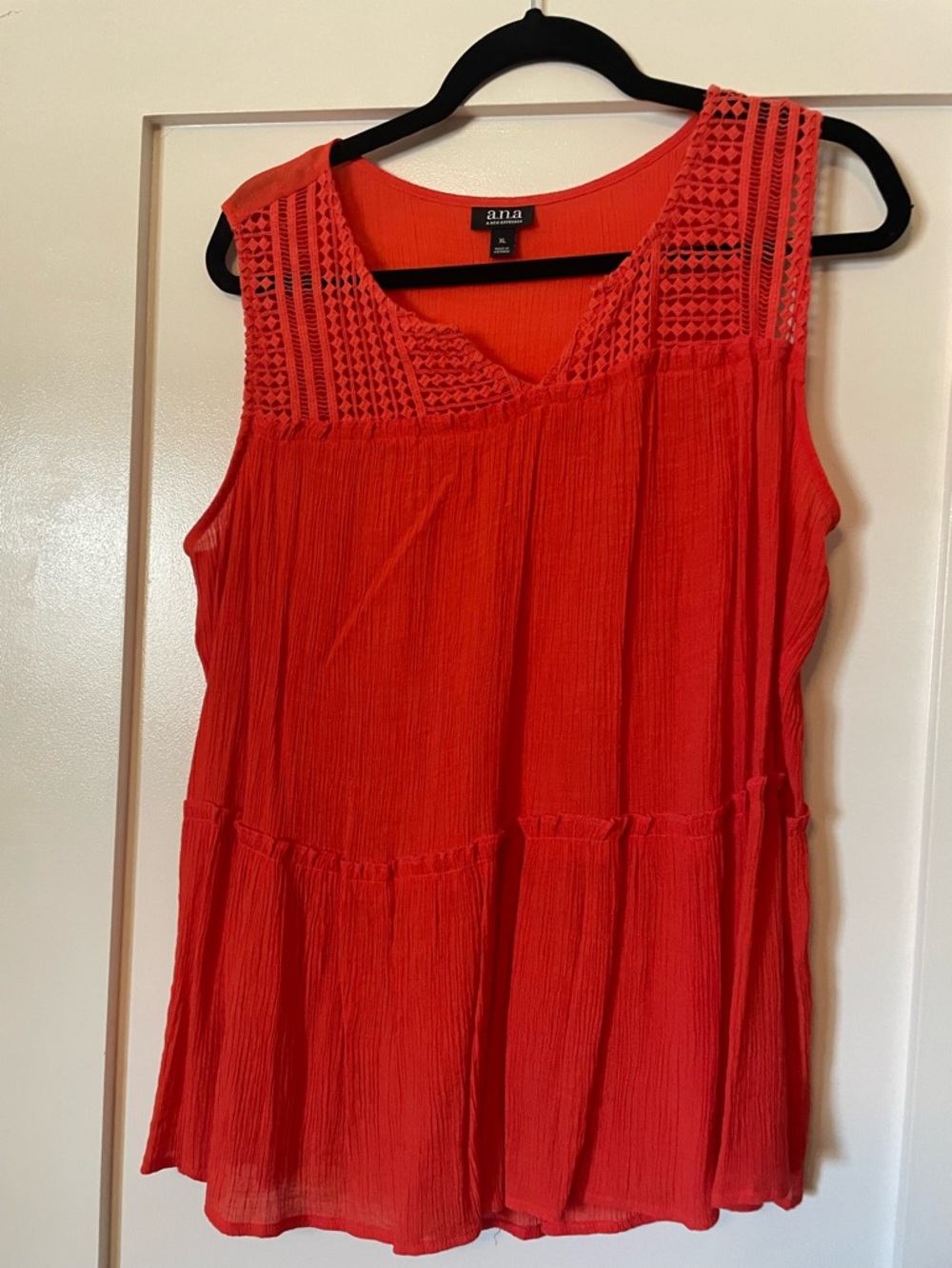 a.n.a Bright coral Sleeveless Crochet-Trim Top